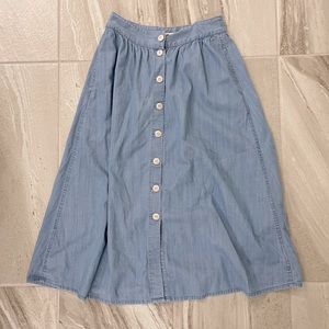 Madewell Palisade Button-Front Midi Skirt Indigo